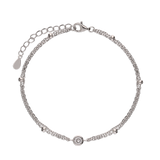 Pulseras Delicadas, Plata 925 bañada en rodio, Zirconia cúbica artificial