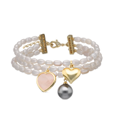 Pulsera de piedra, Bañado en oro, Zirconia cúbica artificial, Perla cultivada, Madreperla artificial, Vidrio de plomo