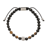 Pulsera de hombre, Acero inoxidable, Ónix artificial, Ojo de tigre artificial