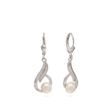 Gotas, Plata 925 bañada en rodio, Zirconia cúbica artificial, Perla cultivada