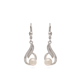 Gotas, Plata 925 bañada en rodio, Zirconia cúbica artificial, Perla cultivada