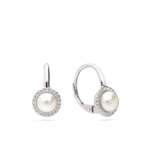 Gotas, Plata 925 bañada en rodio, Zirconia cúbica artificial, Perla sintética