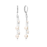 Gotas, Plata 925 bañada en rodio, Perla cultivada