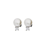 Tuerca, Plata 925 bañada en rodio, Zirconia cúbica artificial, Perla cultivada