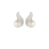 Tuerca, Plata 925 bañada en rodio, Zirconia cúbica artificial, Perla cultivada
