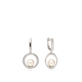 Gotas, Plata 925 bañada en rodio, Zirconia cúbica artificial, Perla Swarovski artificial