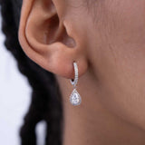 Gotas, Plata 925 bañada en rodio, Zirconia cúbica artificial