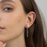 Gotas, Plata 925 bañada en rodio, Zirconia cúbica artificial