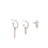 Conjunto de aretes, Plata 925 bañada en rodio, Zirconia cúbica artificial