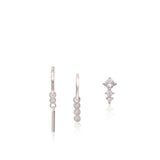 Conjunto de aretes, Plata 925 bañada en rodio, Zirconia cúbica artificial