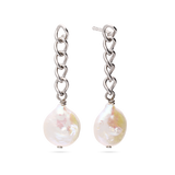 Gotas, Plata 925 bañada en rodio, Perla cultivada
