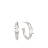 Aros, Plata 925 bañada en rodio, Zirconia cúbica artificial