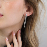Gotas, Plata 925 bañada en rodio, Zirconia cúbica artificial
