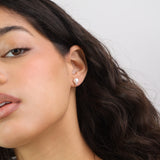 Tuerca, Plata 925 bañada en rodio, Zirconia cúbica artificial, Perla cultivada