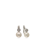 Tuerca, Plata 925 bañada en rodio, Zirconia cúbica artificial, Perla cultivada