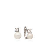 Tuerca, Plata 925 bañada en rodio, Zirconia cúbica artificial, Perla cultivada