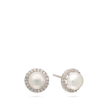 Tuerca, Plata 925 bañada en rodio, Zirconia cúbica artificial, Perla cultivada