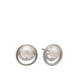 Tuerca, Plata 925 bañada en rodio, Zirconia cúbica artificial, Perla cultivada