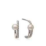 Aros, Plata 925 bañada en rodio, Perla cultivada