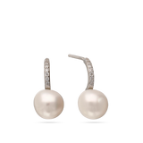 Tuerca, Plata 925 bañada en rodio, Zirconia cúbica artificial, Perla cultivada