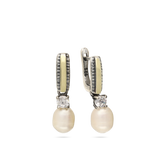 Gotas, Plata 925 con oro 9k, Zirconia cúbica artificial, Perla cultivada