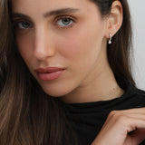 Aros, Plata 925 bañada en rodio, Zirconia cúbica artificial, Perla Swarovski artificial