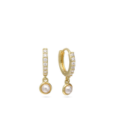 Aros, Bañado en oro, Zirconia cúbica artificial, Madreperla artificial