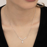 Collar colgante, Plata 925 bañada en rodio, Zirconia cúbica artificial