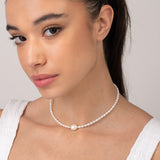 Collar gargantilla, Bañado en oro, Perla cultivada