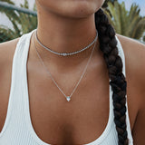 Collar colgante, Plata 925 bañada en rodio, Zirconia cúbica artificial