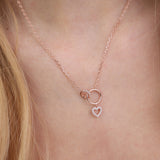 Collar colgante, Bañado en oro rosa, Zirconia cúbica artificial