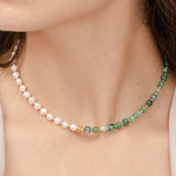 collar de perlas, Bañado en oro, Ágata artificial, Perla cultivada