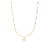 Collar colgante, Bañado en oro, Zirconia cúbica artificial, Perla cultivada