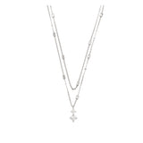 Cadena de capas, Plata 925 bañada en rodio, Zirconia cúbica artificial
