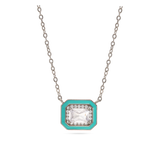 Collar colgante, Plata 925 bañada en rodio, Zirconia cúbica artificial, Esmalte
