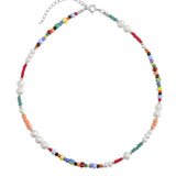 Collar gargantilla, Plata 925 bañada en rodio, Perla cultivada, Vidrio de plomo