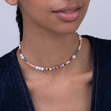 Collar gargantilla, Plata 925 bañada en rodio, Perla cultivada, Vidrio de plomo