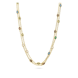 Collar Delicado y Festivo, Cadena de elementos, Bañado en oro, Zirconia cúbica artificial