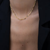 Collar Delicado y Festivo, Cadena de elementos, Bañado en oro, Zirconia cúbica artificial