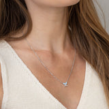 Collar colgante, Plata 925 bañada en rodio, Zirconia cúbica artificial, Ópalo artificial