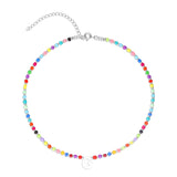 Collar gargantilla, Plata 925 bañada en rodio, Madreperla artificial, Vidrio de plomo