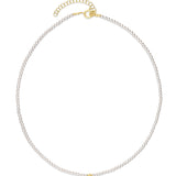 Collar gargantilla, Bañado en oro, Zirconia cúbica artificial, Madreperla artificial