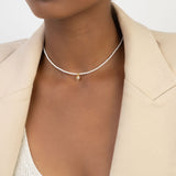 Collar gargantilla, Bañado en oro, Zirconia cúbica artificial, Madreperla artificial