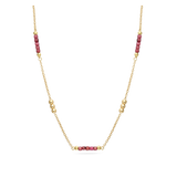 collar de piedra, Bañado en oro, Granate rojo artificial
