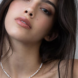 Collar gargantilla, Bañado en oro, Zirconia cúbica artificial, Perla cultivada, Vidrio de plomo