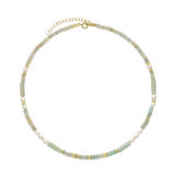Collar gargantilla, collar de piedra, Bañado en oro, Perla cultivada, Amazonita artificial