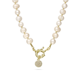 collar de perlas, Bañado en oro, Zirconia cúbica artificial, Perla cultivada