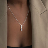 Collar colgante, Plata 925 bañada en rodio, Zirconia cúbica artificial