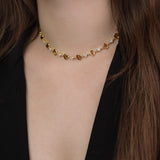 Collar gargantilla, Bañado en oro, Zirconia cúbica artificial, Vidrio de plomo