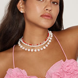 collar de perlas, Plata 925 bañada en rodio, Perla cultivada, Vidrio de plomo